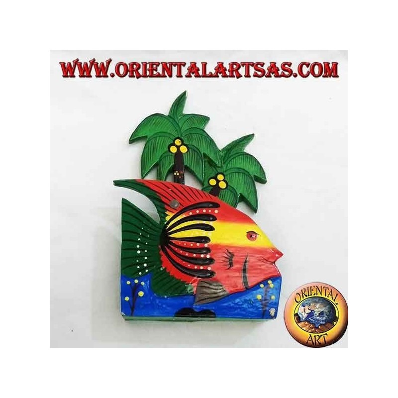 Portalettere / Portatovaglioli in stile hawaiano con pesce in legno di balsa (rosso, giallo)