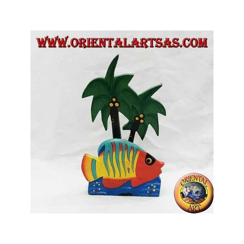 Portalettere / Portatovaglioli in stile hawaiano con pesce in legno di balsa (arancione, giallo)