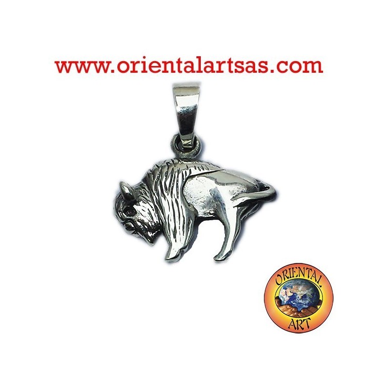 Pendentif bison américain en argent