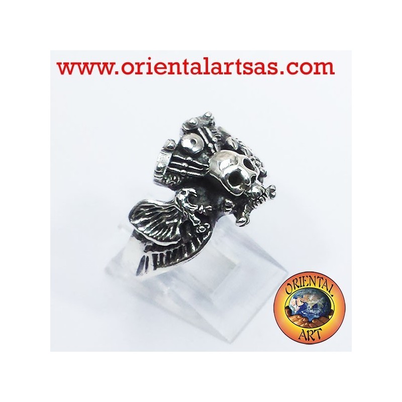 skull ring with eagle engine Harley Davidson