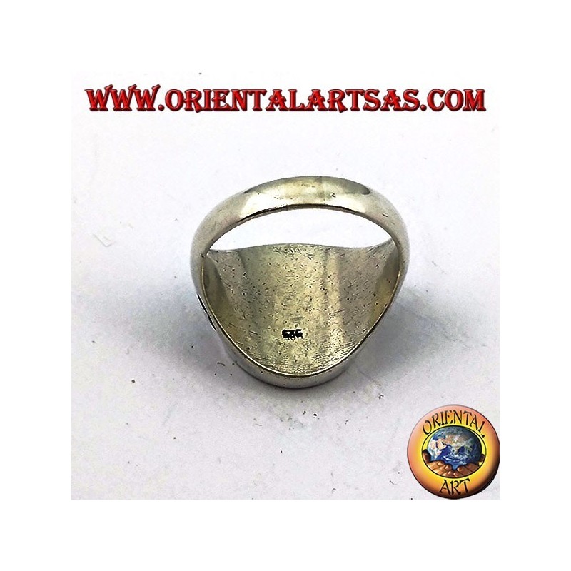 Bague en argent lisse avec sceau en croix templier et croix sur les côtés