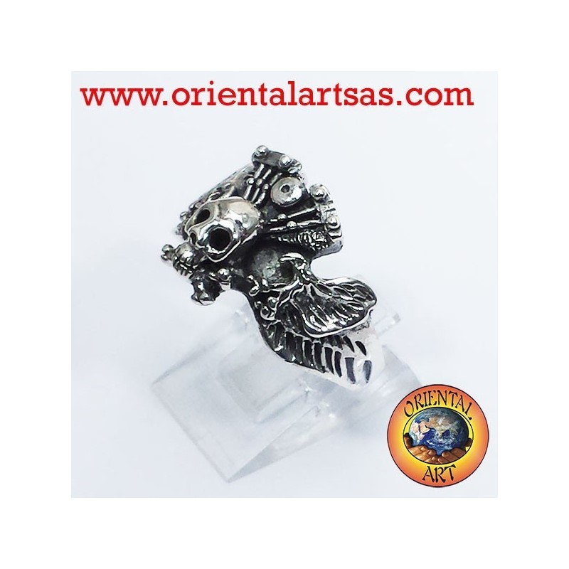 skull ring with eagle engine Harley Davidson