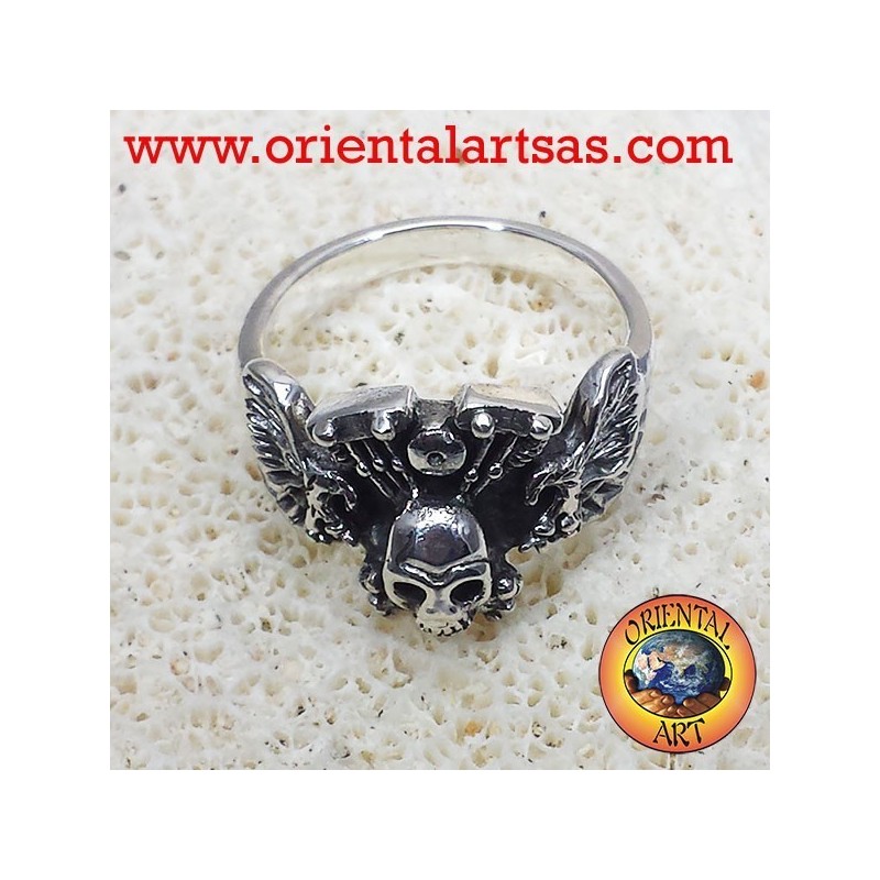 skull ring with eagle engine Harley Davidson