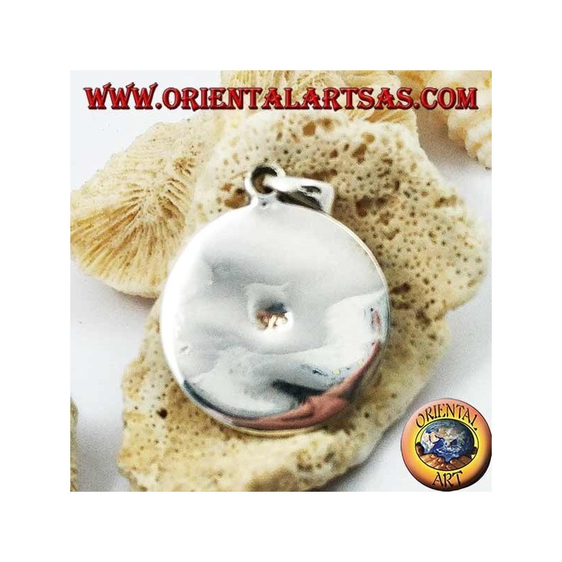 Pendentif rond et lisse en argent avec coquille de paua (ormeau)