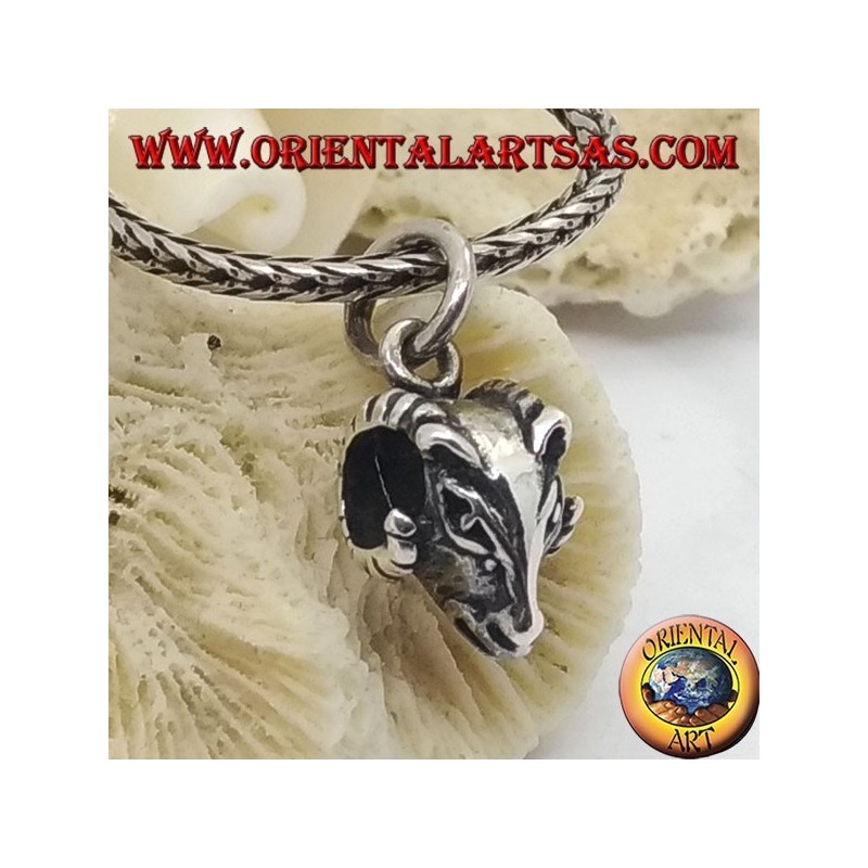 Silver pendant perforated Aries head (small)