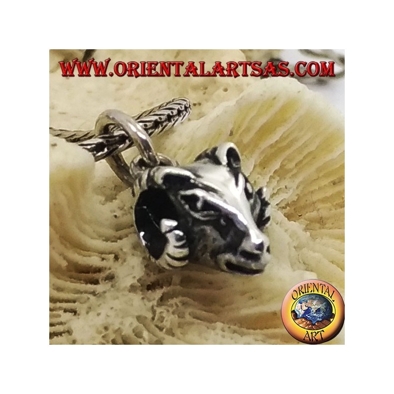 Silver pendant perforated Aries head (small)