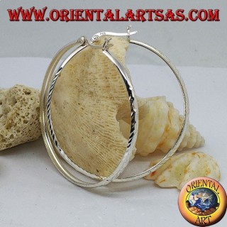 Boucles d'oreilles cercle diamant 50 mm argent.