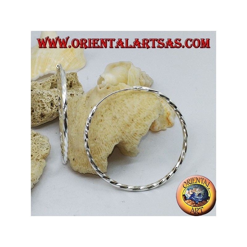 Orecchini in argento, cerchi lisci attorcigliati da 2 x 45 mm (classica)