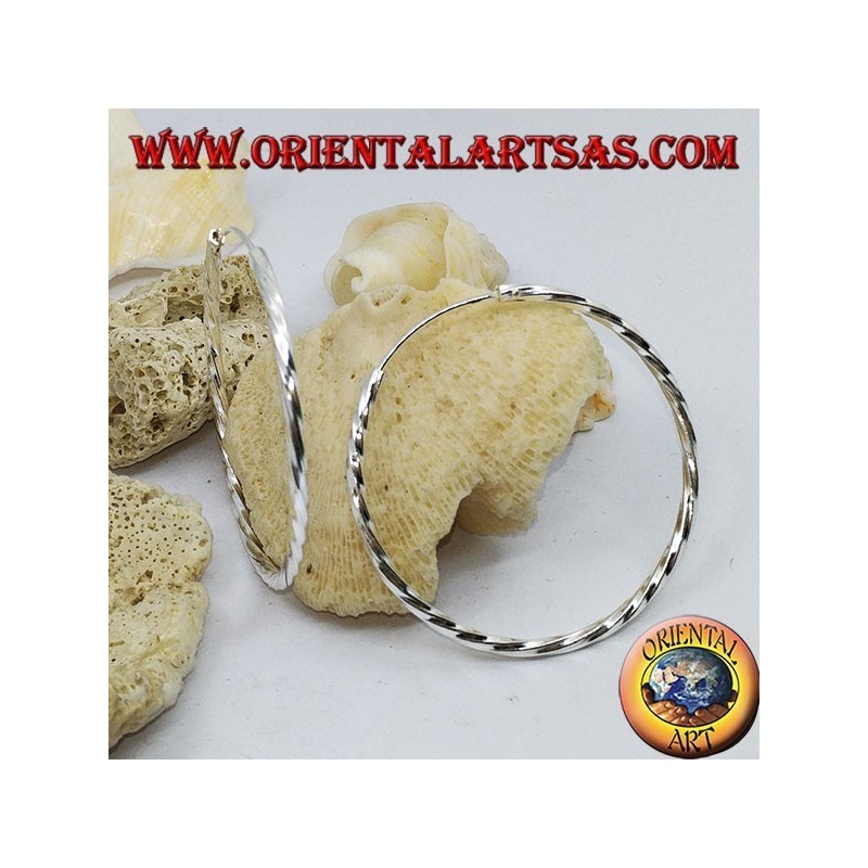 45 mm twisted circle silver earrings. in diameter ⌀