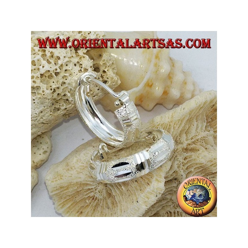 20 mm wide diamond and satin silver circle earrings.