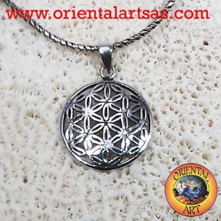 Flor de plata colgante de la vida (flor de seis pétalos)