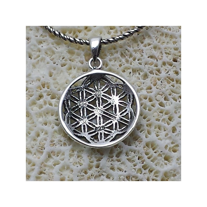 Fleur de vie pendentif argent (fleur à six pétales)