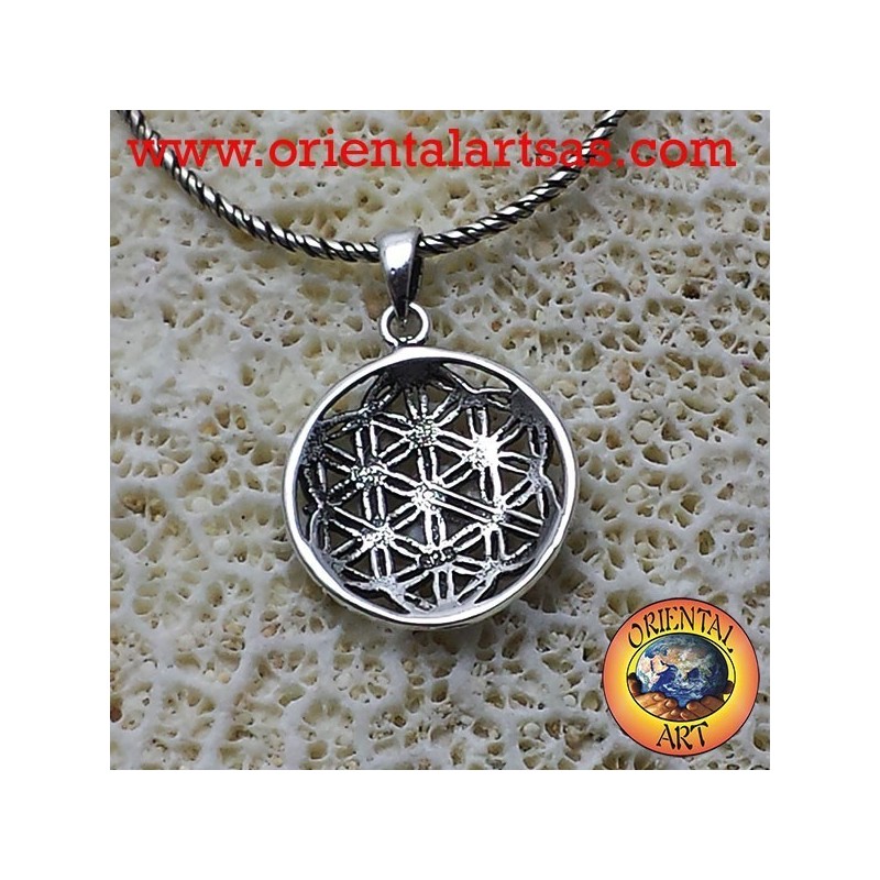 Flor de plata colgante de la vida (flor de seis pétalos)