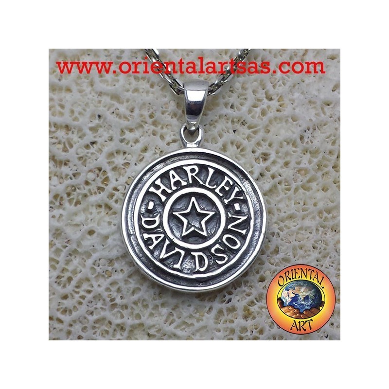 Harley Davidson avec pendentif en étoile d'argent 925