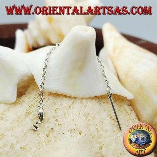 Pendientes de cadena de plata con serpiente de 6 cm.