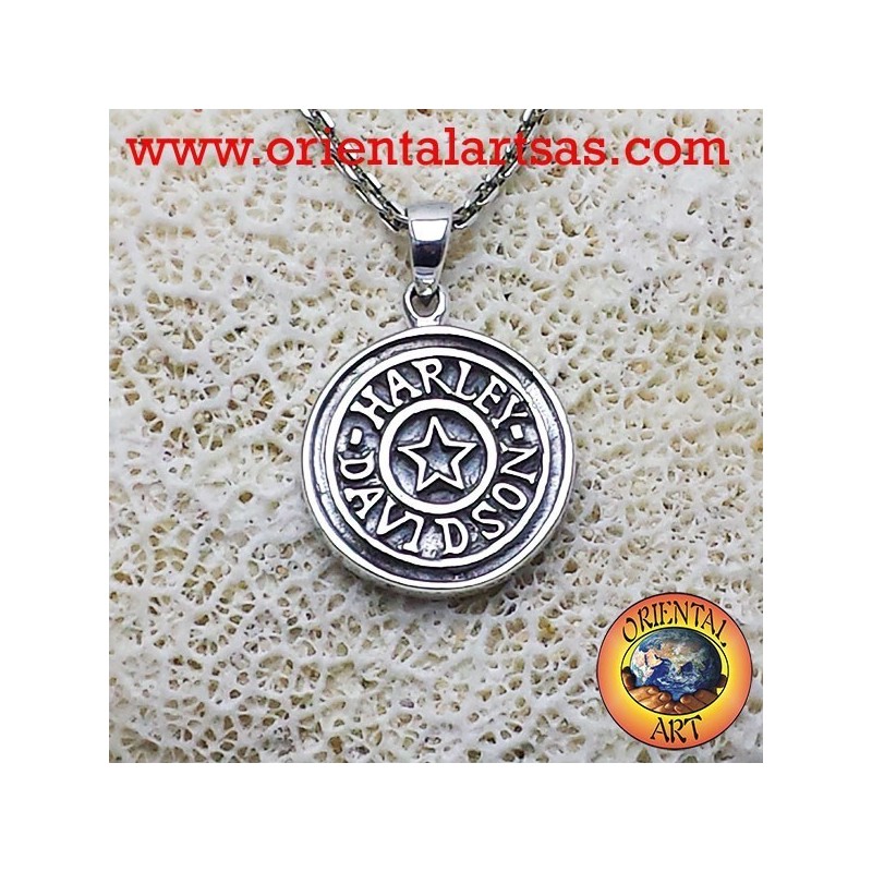 Harley Davidson avec pendentif en étoile d'argent 925
