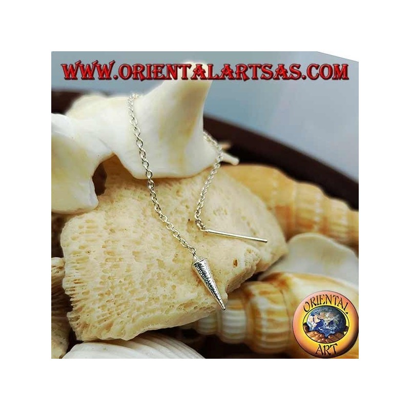 Orecchini in argento a catenina con cornetto da 6 cm