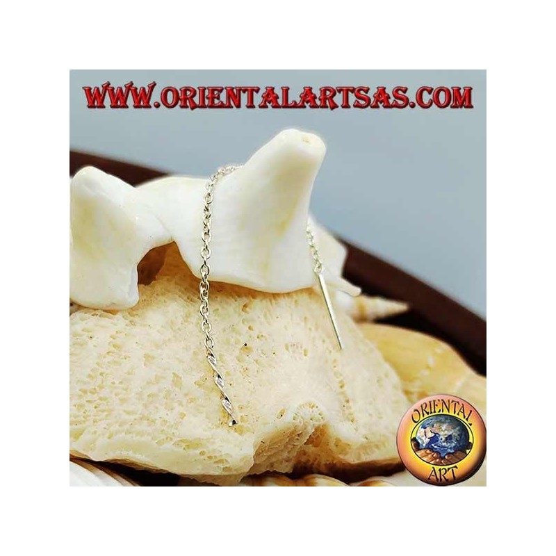 Boucles d'oreilles chaîne en argent avec hélice d'ADN de 6 cm