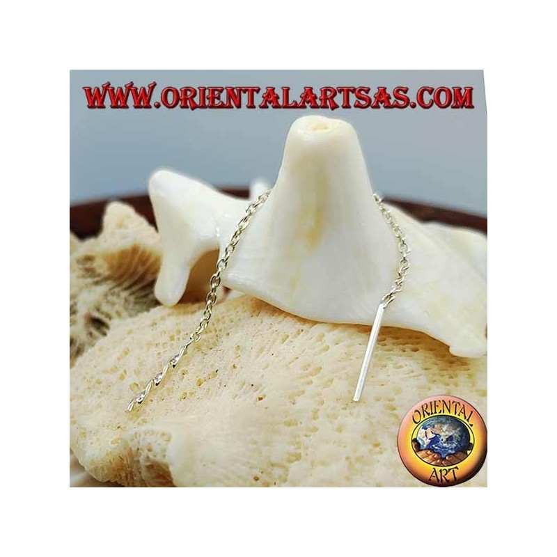 Silver chain earrings with 6 cm DNA helix