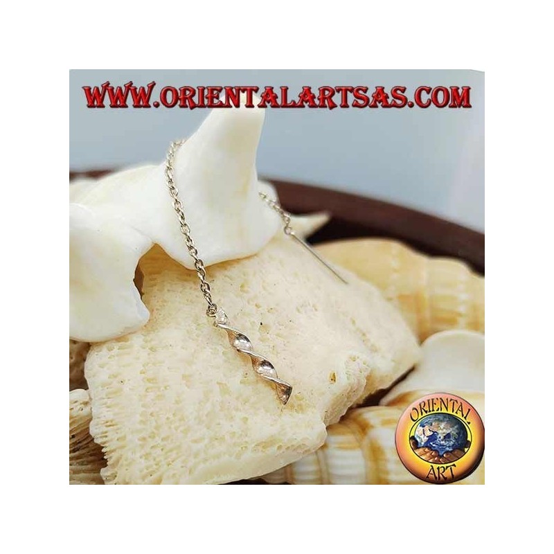 Boucles d'oreilles chaîne en argent avec hélice d'ADN de 7 cm