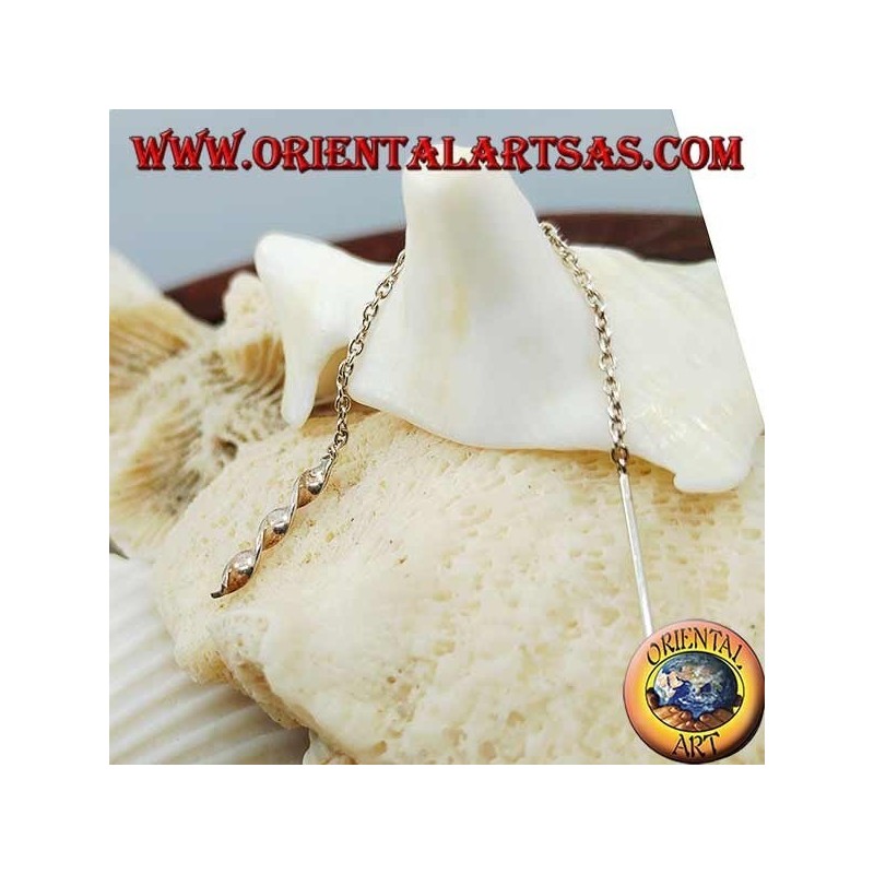 Silver chain earrings with 7 cm DNA helix