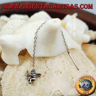 Orecchini in argento a catenina con Cupido da 6 cm