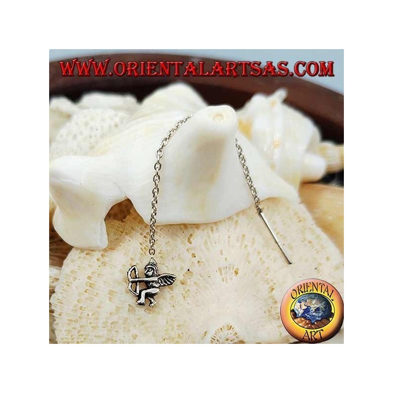 Silver chain earrings with 6 cm Cupid