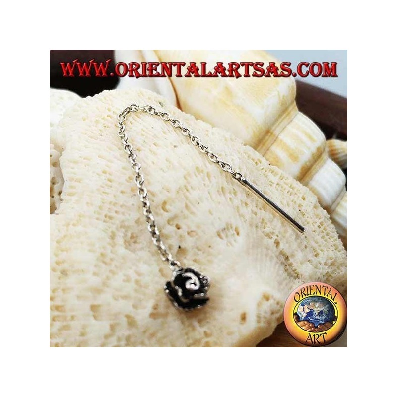 Pendientes de plata con cadena de 6 cm de rosa