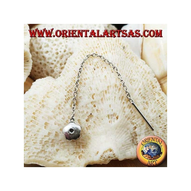 Orecchini in argento a catenina con rosa da 6 cm