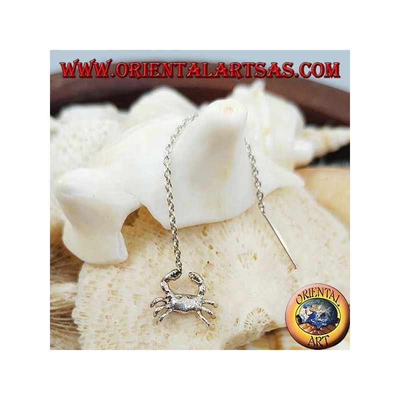 Orecchini in argento a catenina con granchio da 6 cm