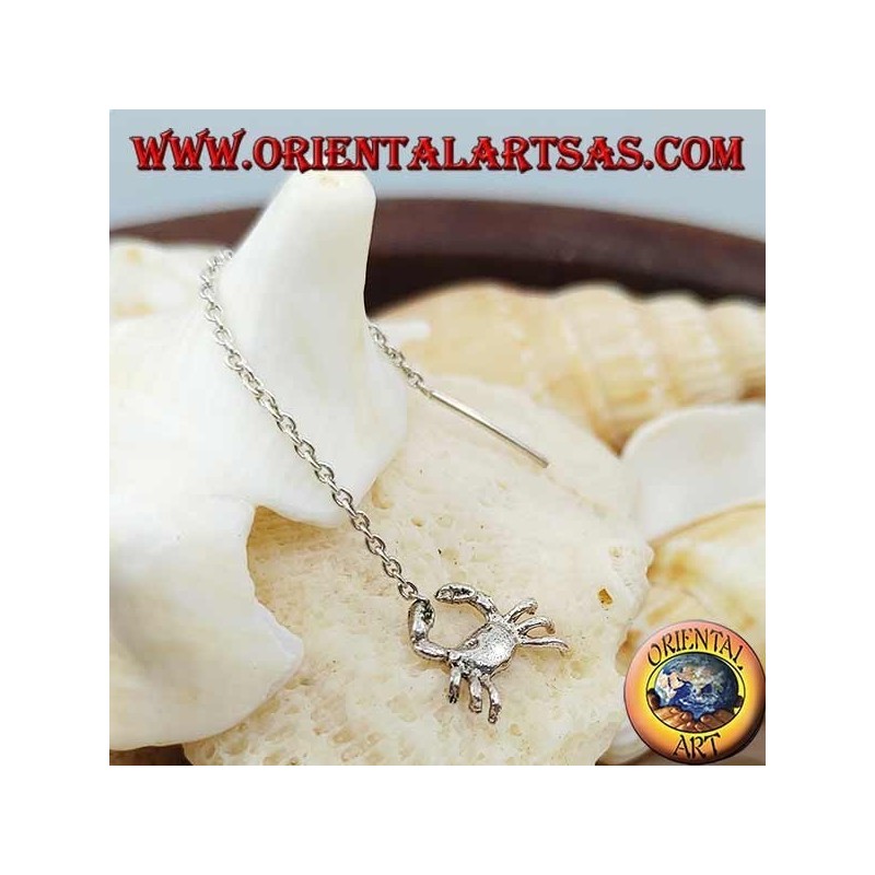 Silver chain earrings with 6 cm crab