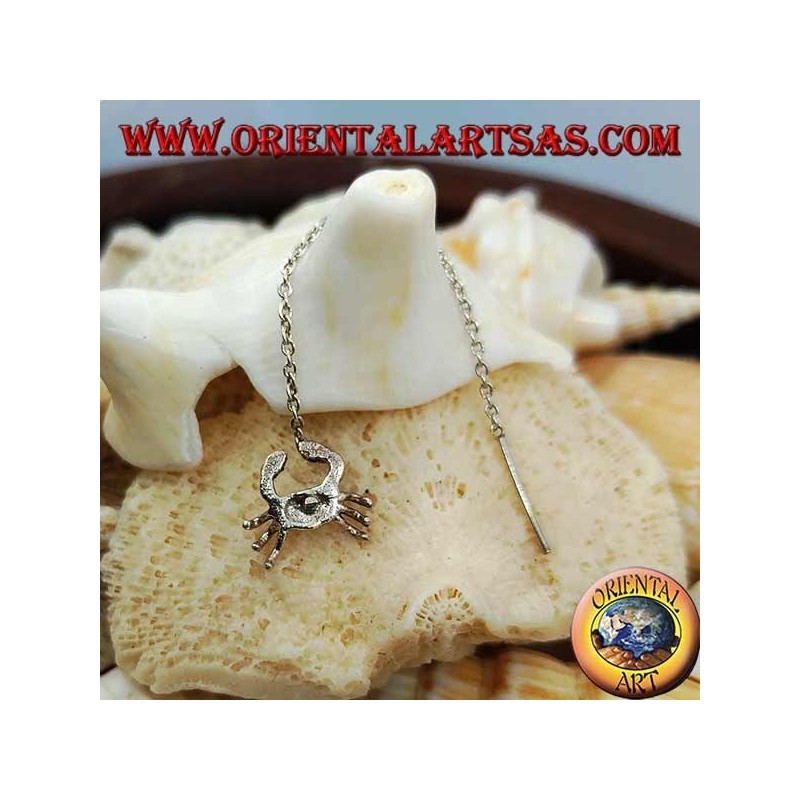 Silver chain earrings with 6 cm crab