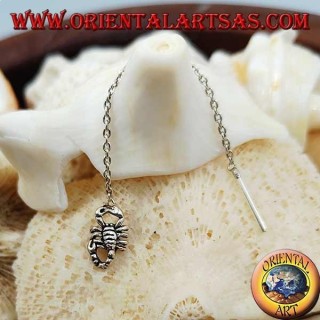 Boucles d'oreilles chaîne en argent avec scorpion 6 cm