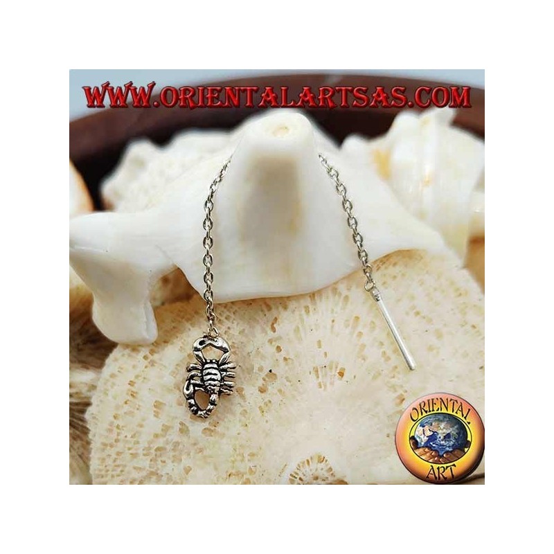 Silver chain earrings with 6 cm scorpion