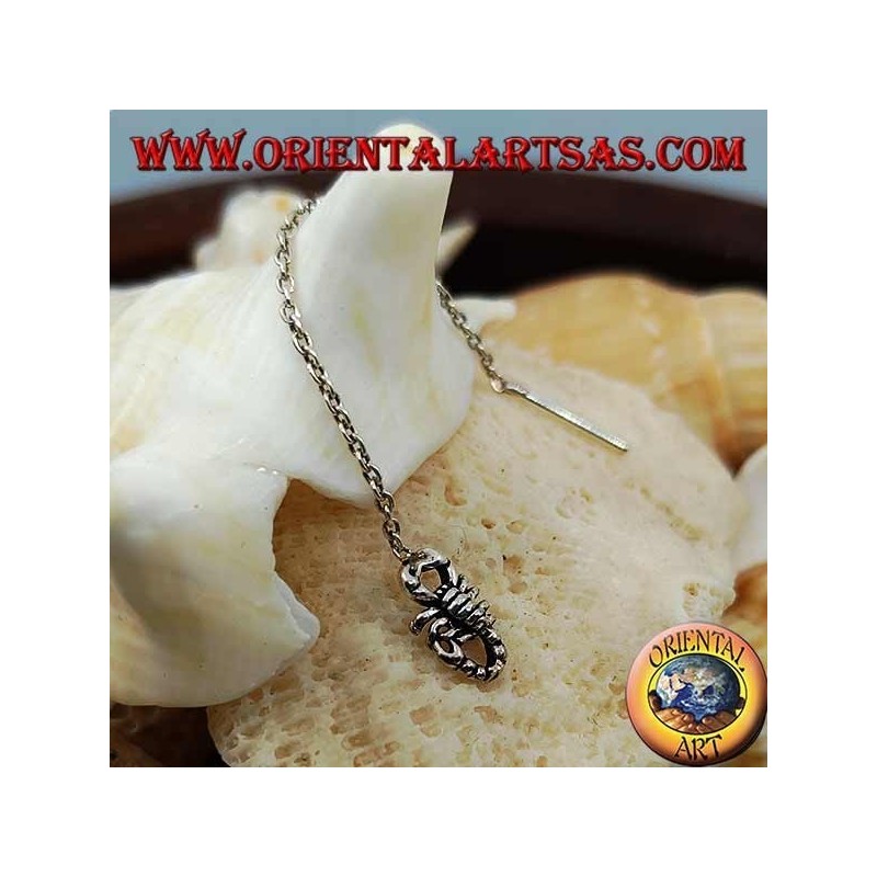 Boucles d'oreilles chaîne en argent avec scorpion 6 cm