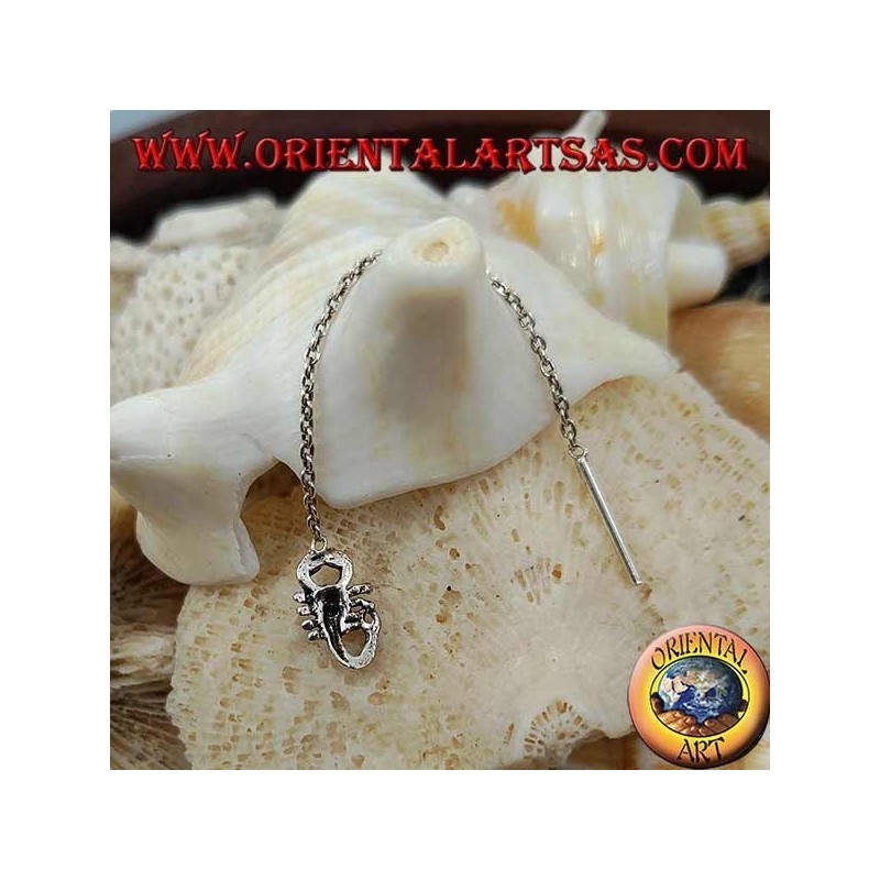 Silver chain earrings with 6 cm scorpion