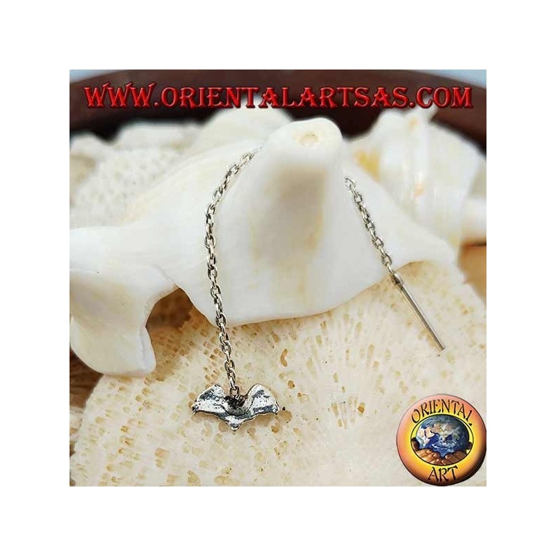 Orecchini in argento a catenina con pipistrello da 6 cm