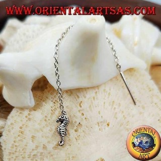 Boucles d'oreilles chaîne en argent avec hippocampe 6 cm