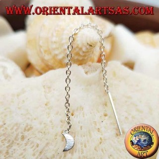 Boucles d'oreilles en argent avec chaîne lune lisse de 6 cm