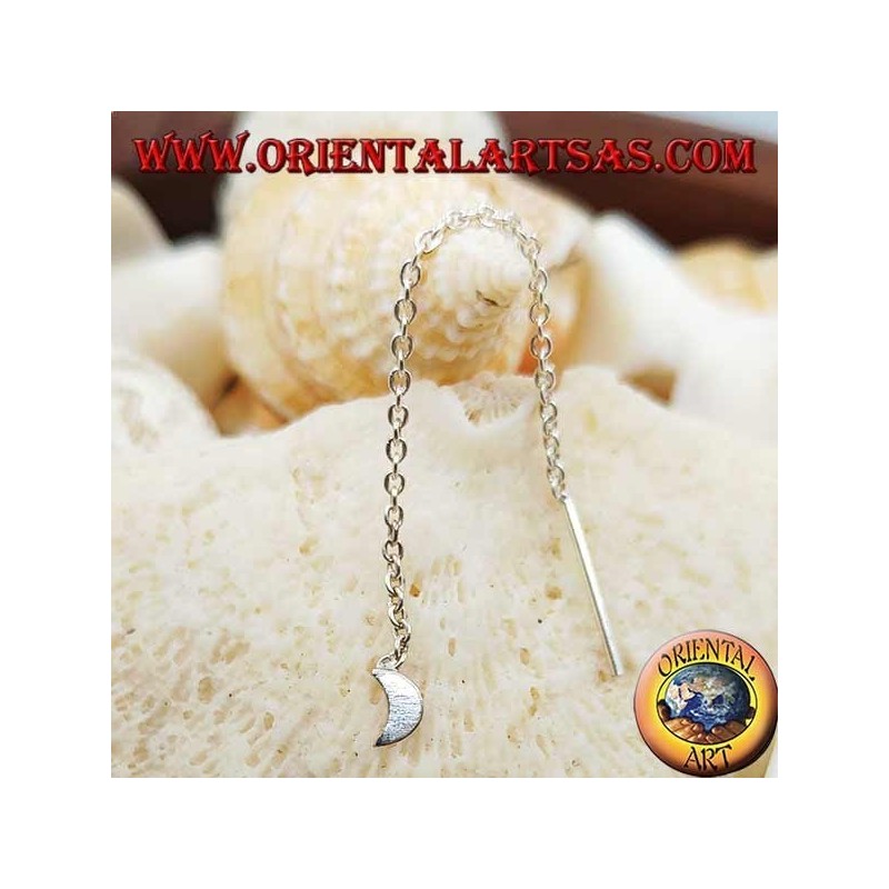 Pendientes de plata con cadena lunar lisa de 6 cm.