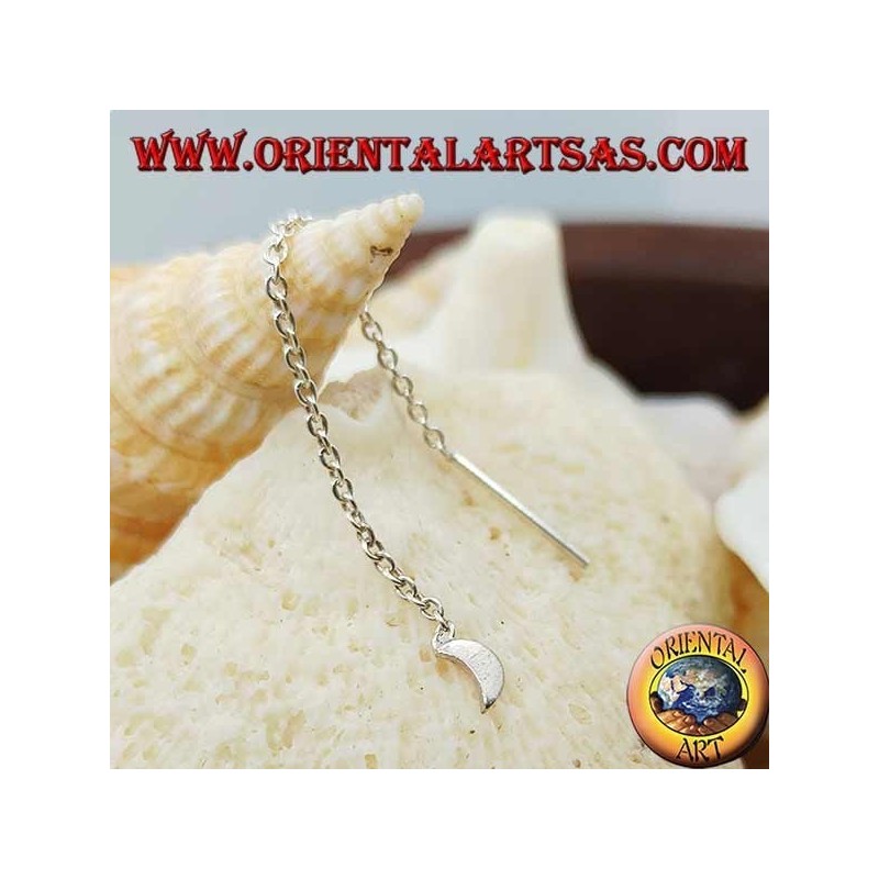 Silver earrings with 6 cm smooth moon chain