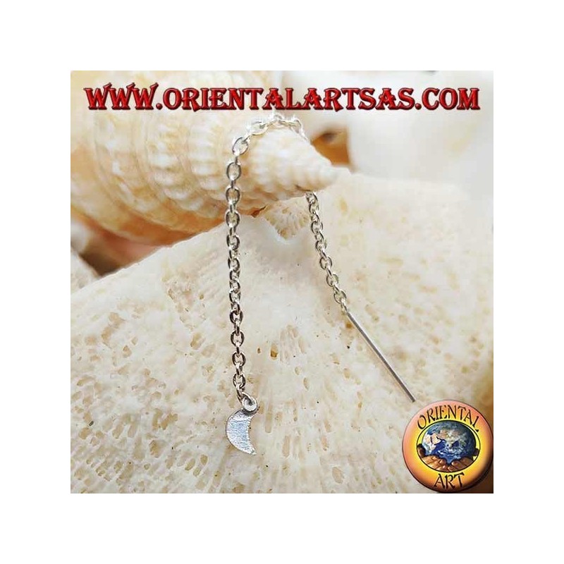 Boucles d'oreilles en argent avec chaîne lune lisse de 6 cm