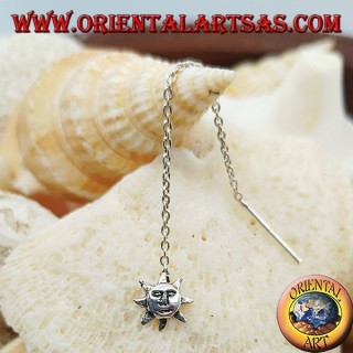 Silver chain earrings with 6 cm sun