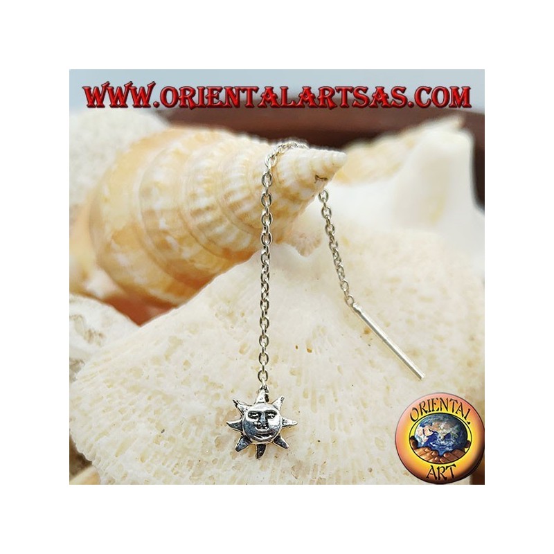 Silver chain earrings with 6 cm sun