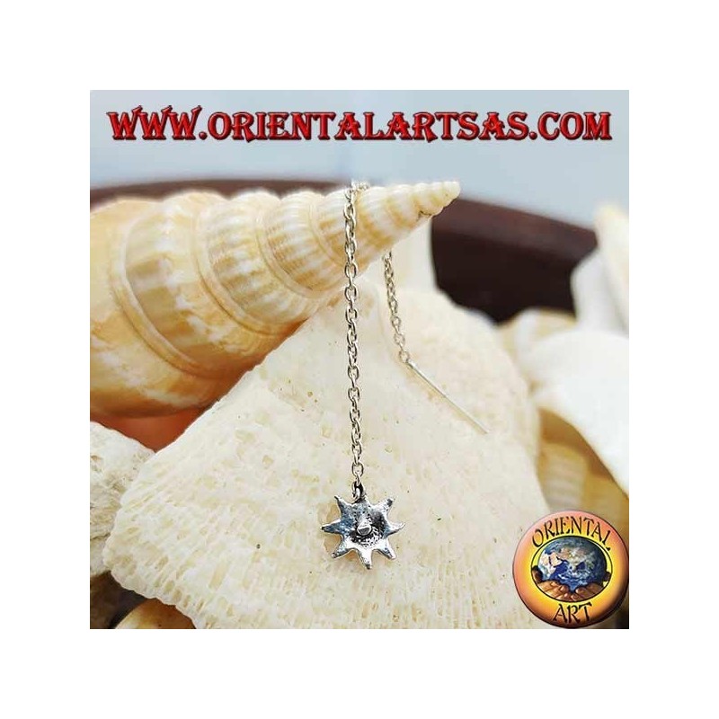 Silver chain earrings with 6 cm sun