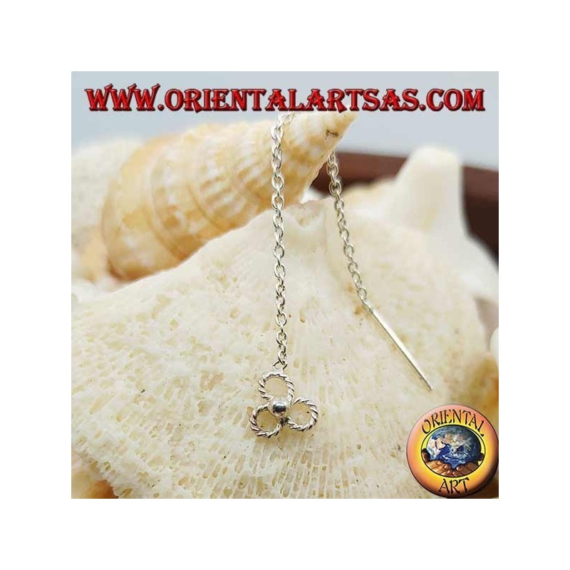 Boucles d'oreilles chaîne en argent avec trèfle de 6 cm