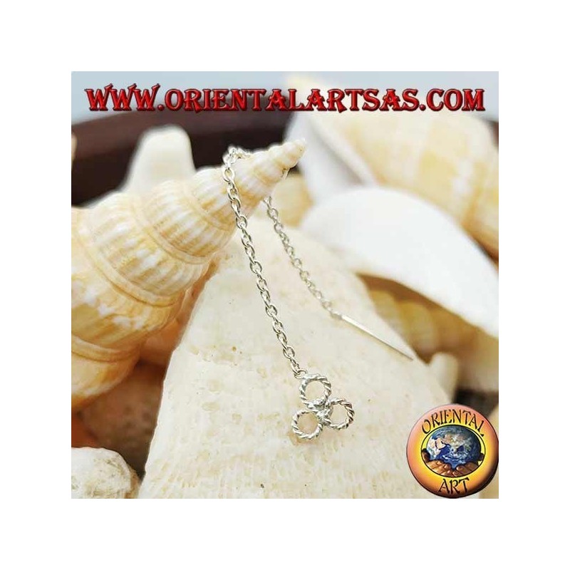 Boucles d'oreilles chaîne en argent avec trèfle de 6 cm