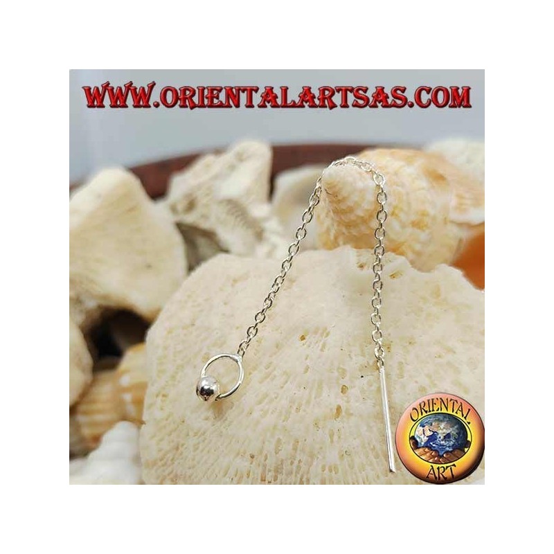 Orecchini in argento a catenina con cerchietto con pallina da 6 cm