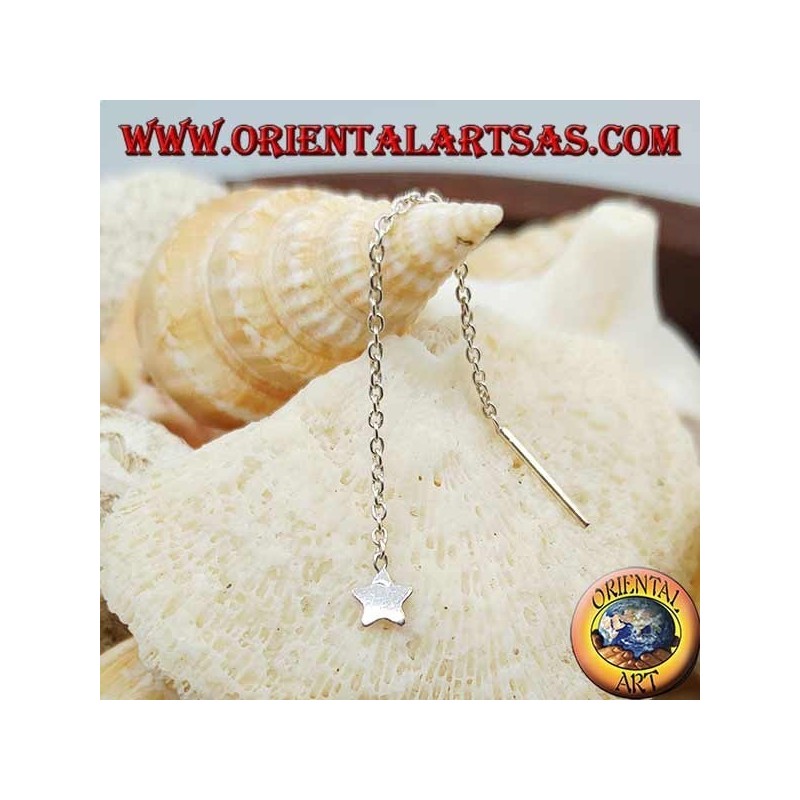 Silver chain earrings with 6 cm smooth star