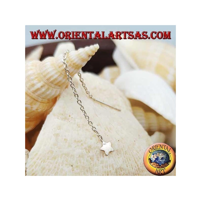 Orecchini in argento a catenina con stella liscia da 6 cm